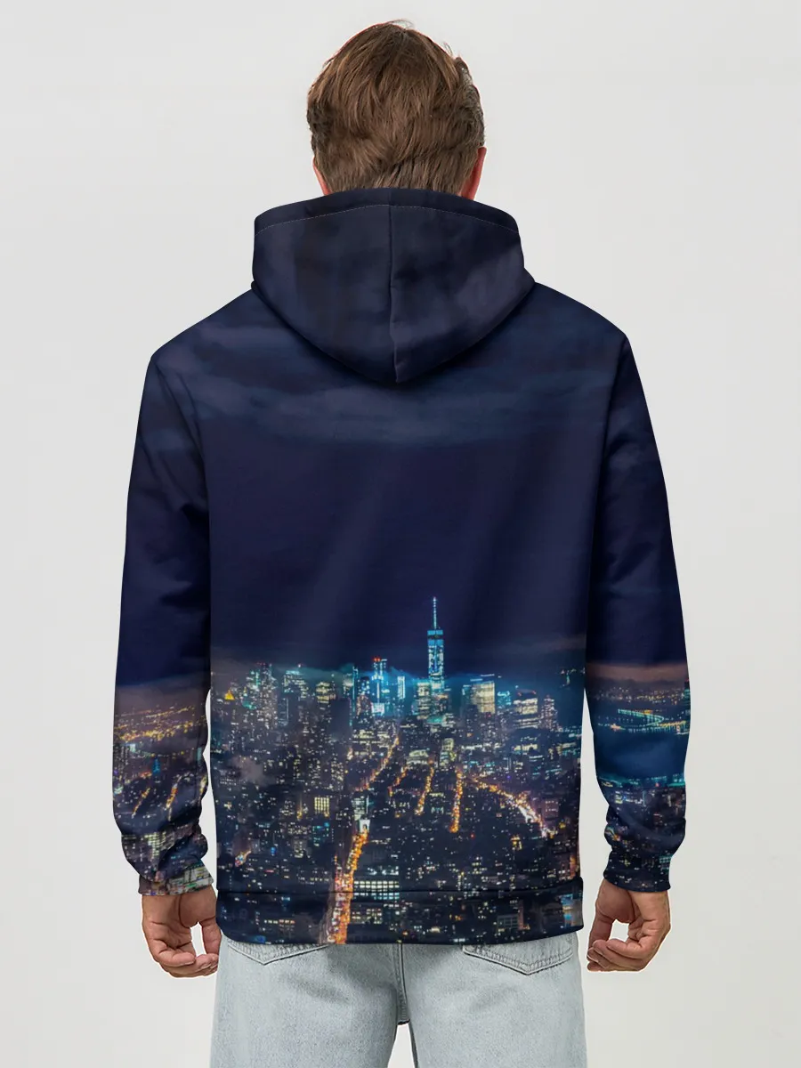 Худи мужской база хлопок / Ночной город