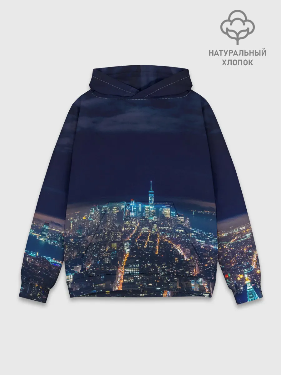 Худи мужской база хлопок / Ночной город