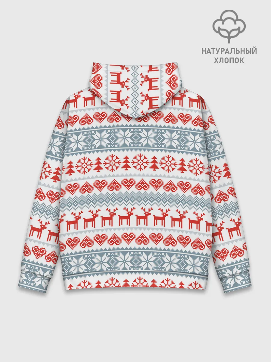 Худи мужской база хлопок / Новогодний пиксельный узор