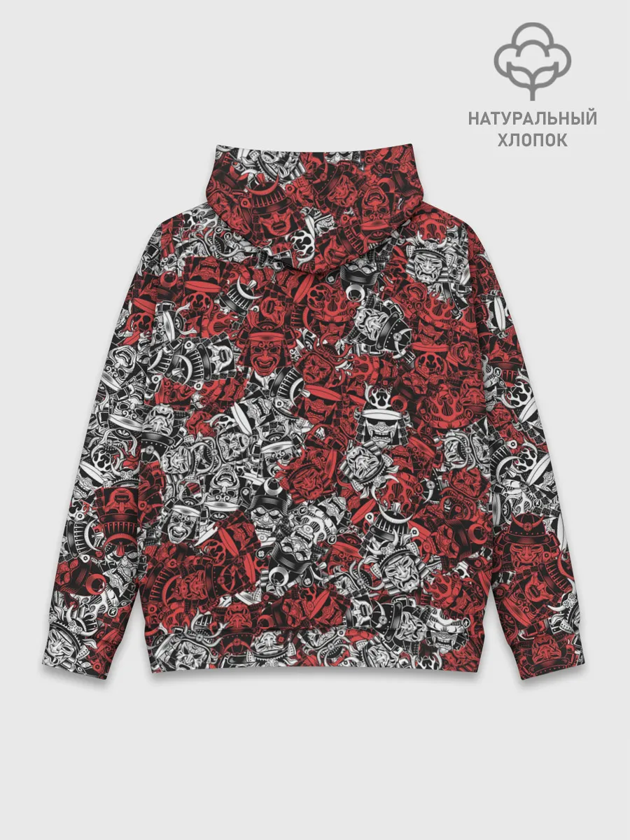 Худи мужской база хлопок / Красные и Белые самураи