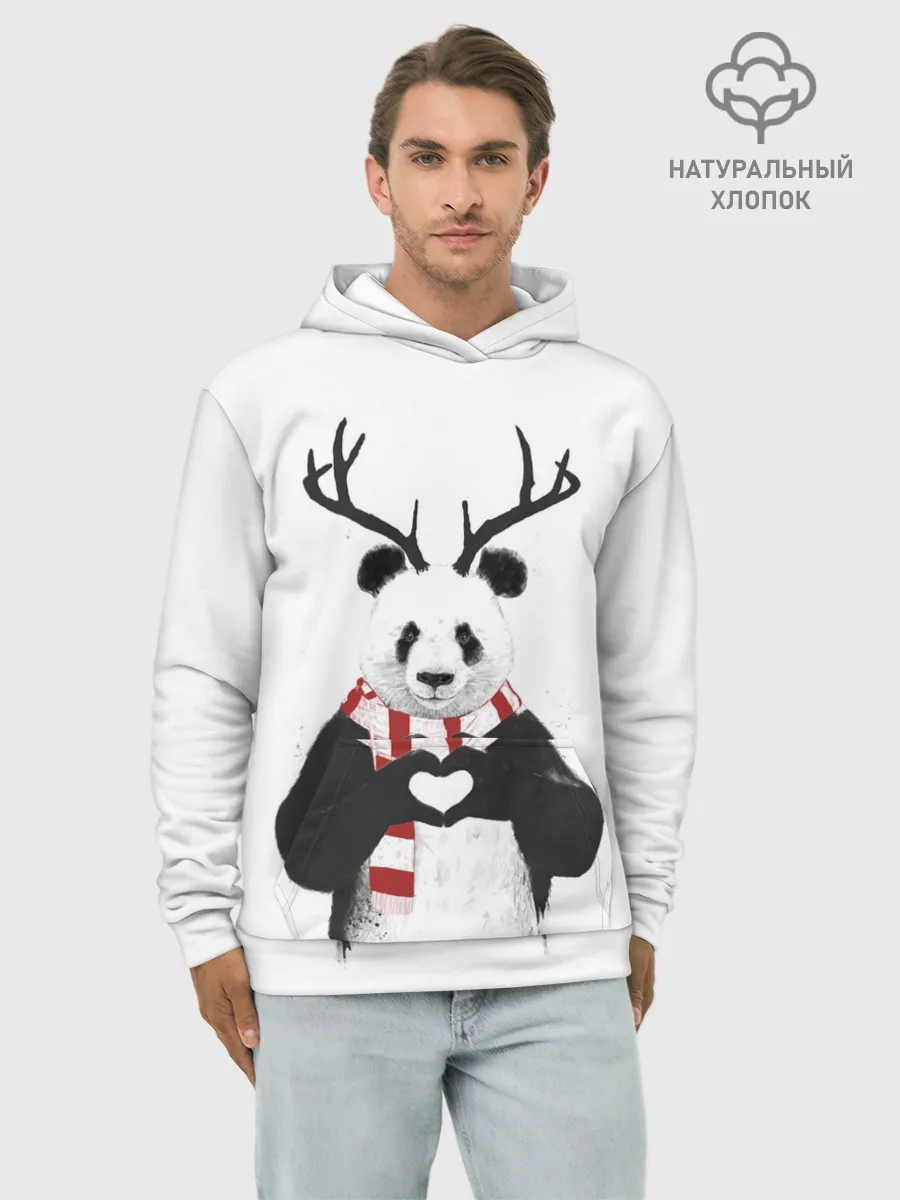 Худи мужской база хлопок / Новогодний Панда