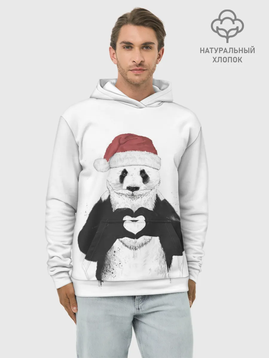 Худи мужской база хлопок / Панда Клаус