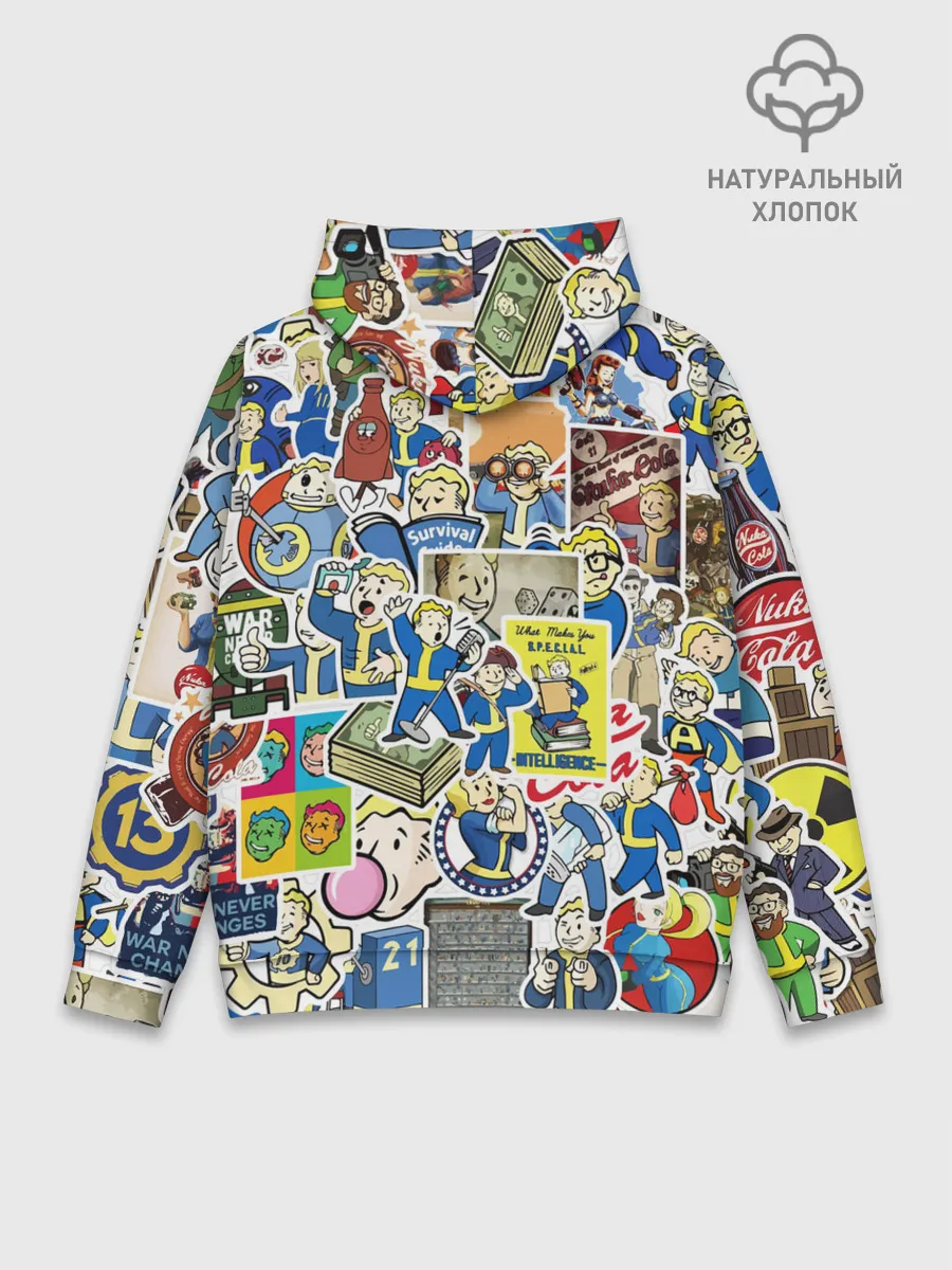 Худи мужской база хлопок / FALLOUT STICKER BOMBING