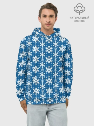 Худи мужской база хлопок / Снежинки