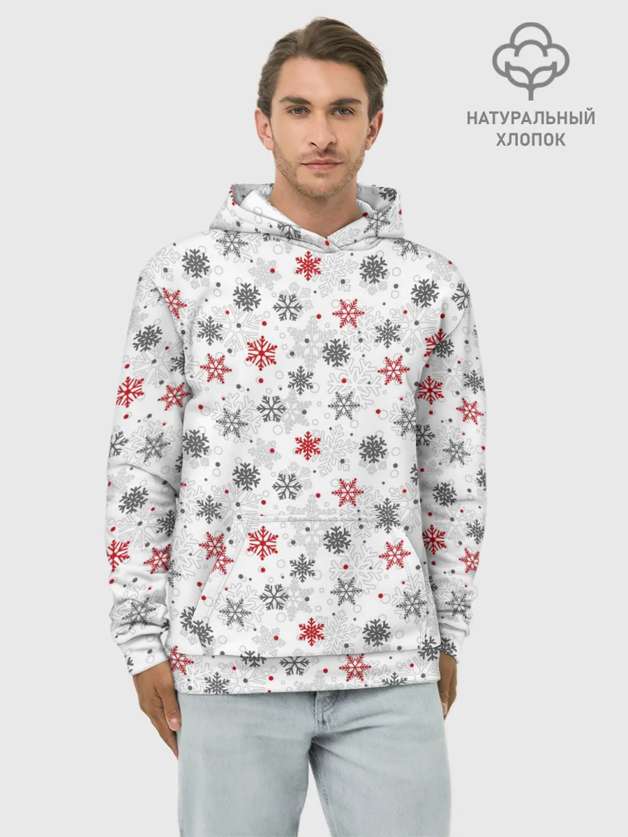 Худи мужской база хлопок / Снежинки