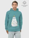 Худи мужской база хлопок / Кото-ёлка