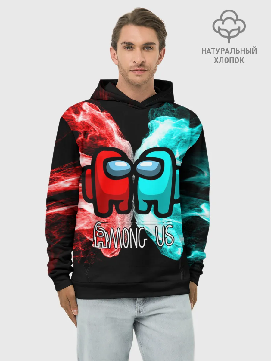 Худи мужской база хлопок / AMONG US - БИТВА ОГНЕЙ