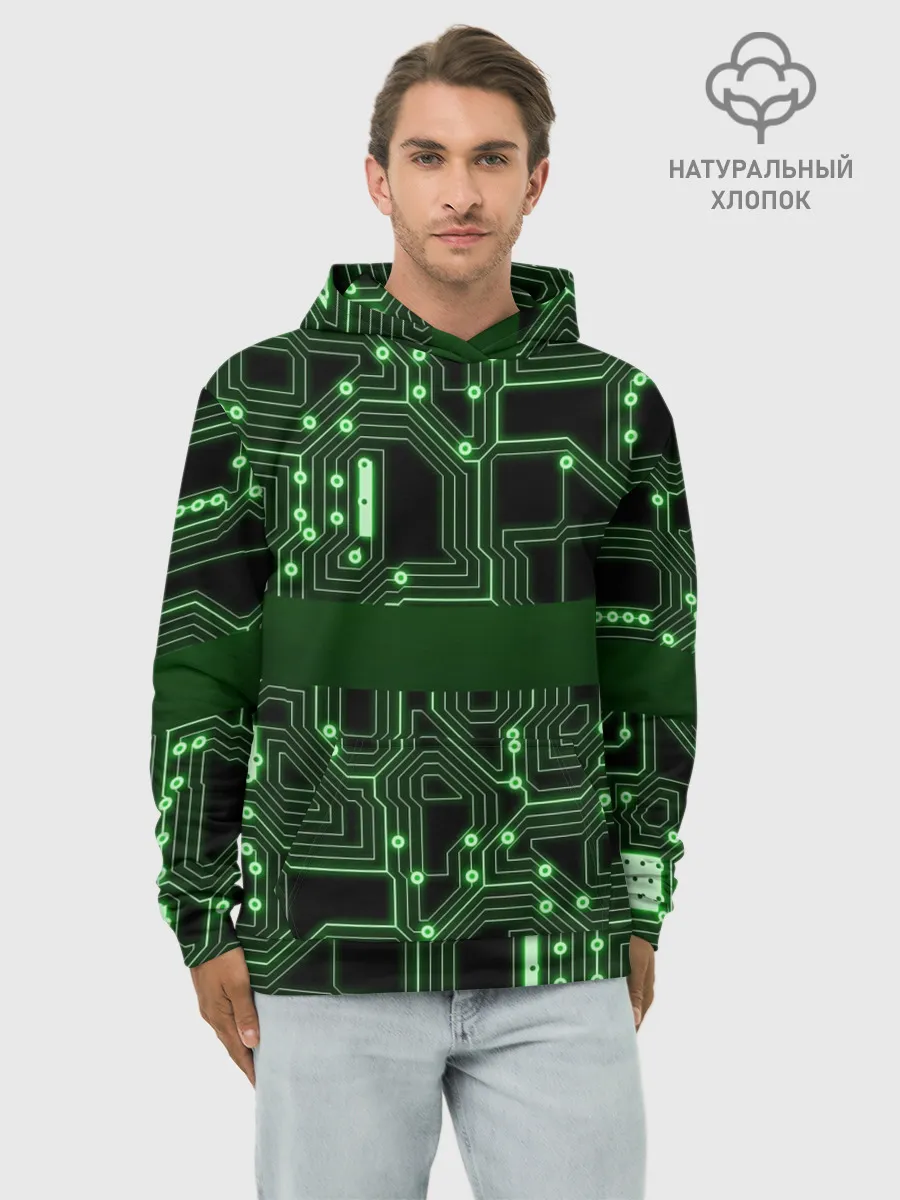Худи мужской база хлопок / Неоновая схема