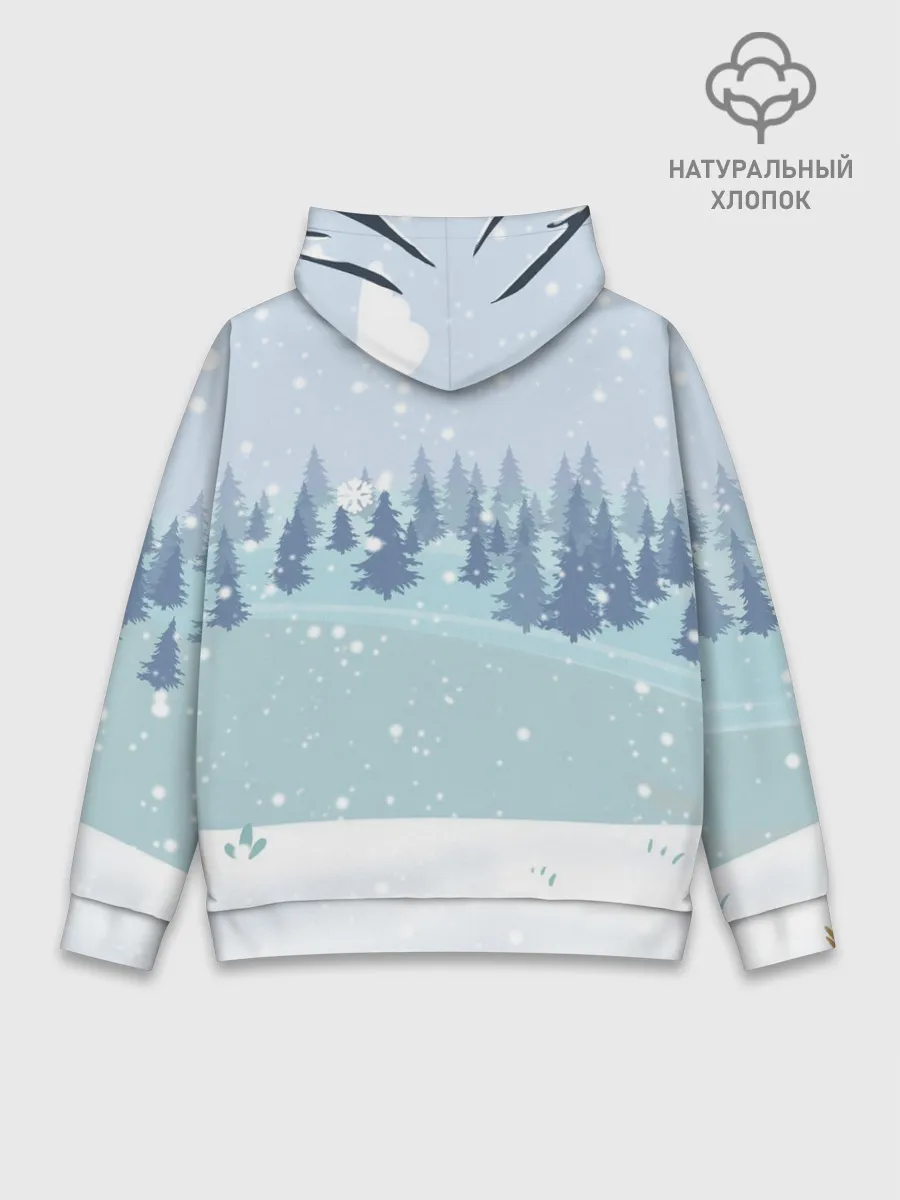 Худи мужской база хлопок / Олень с кружкой