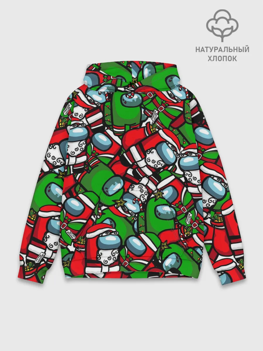 Худи мужской база хлопок / НОВОГОДНИЙ AMONG US