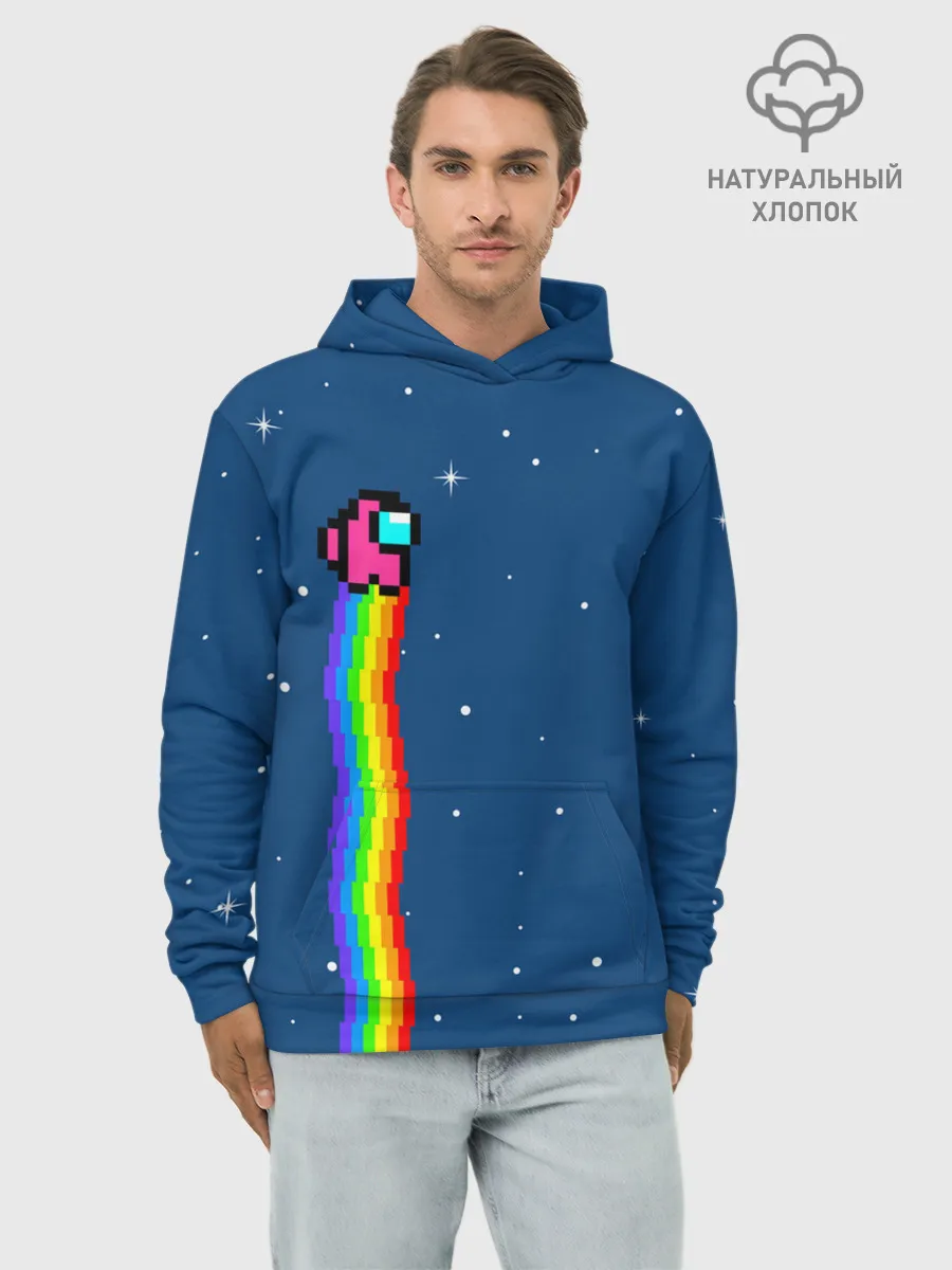 Худи мужской база хлопок / AMONG US - NYAN CREWMATE