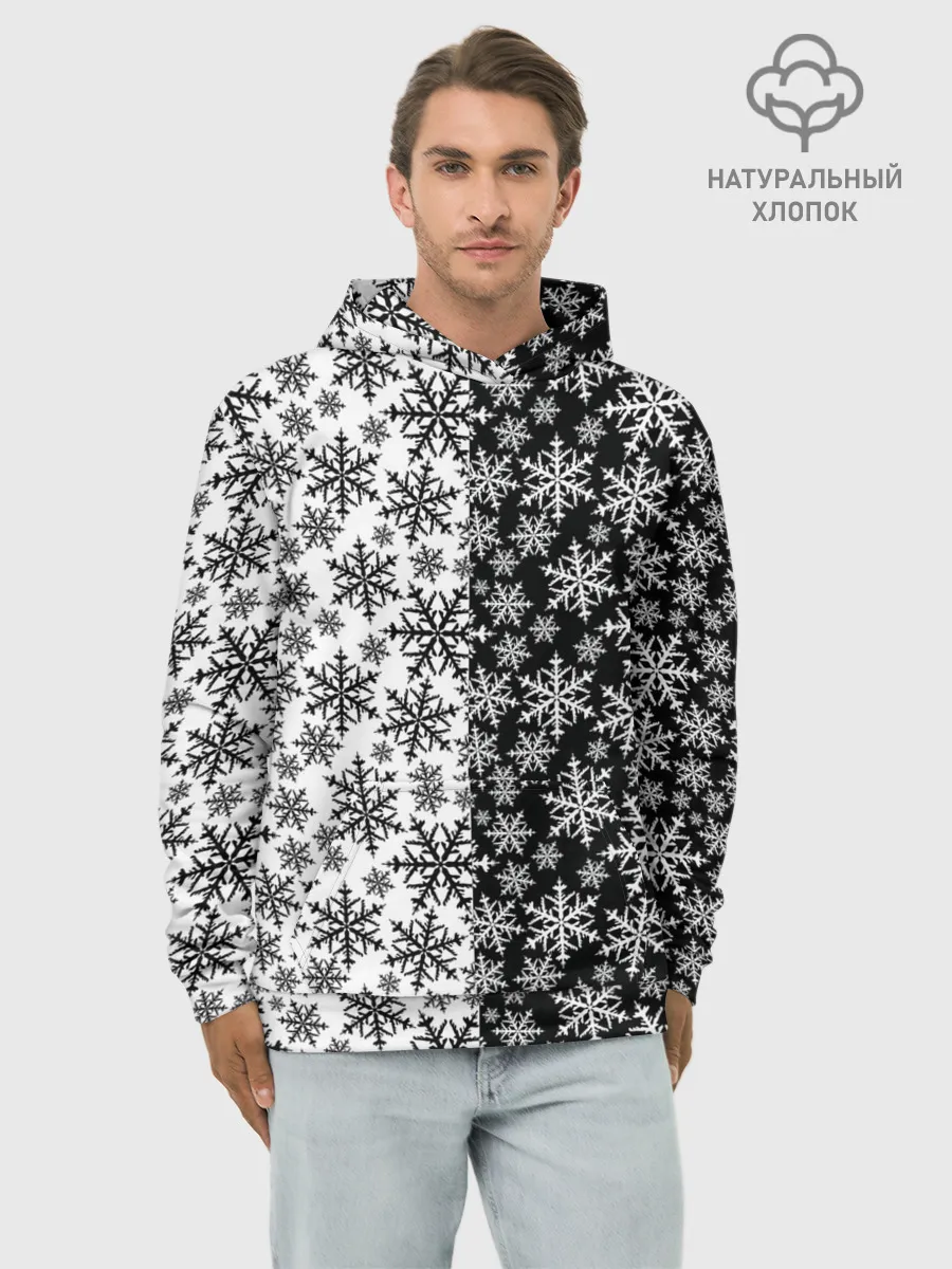 Худи мужской база хлопок / Снежинки