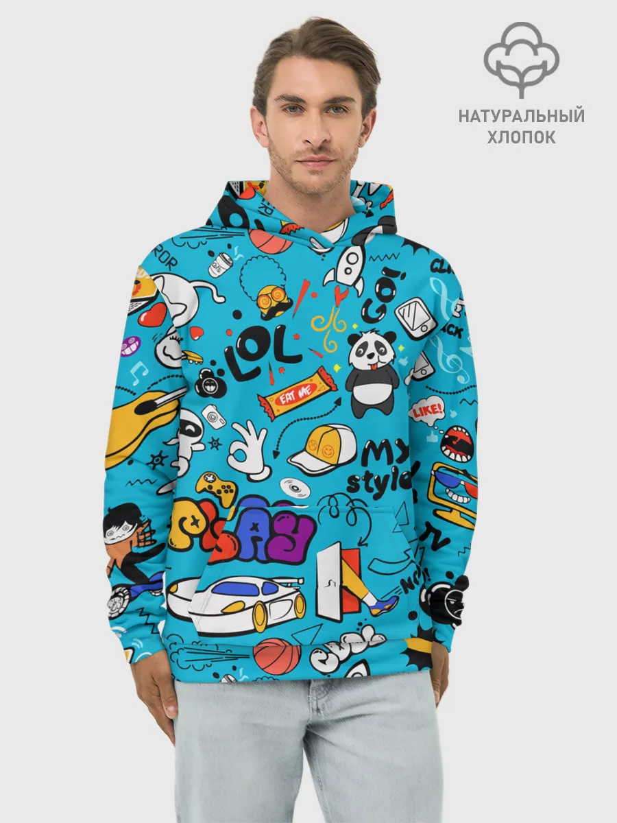 Худи мужской база хлопок / Детское граффити
