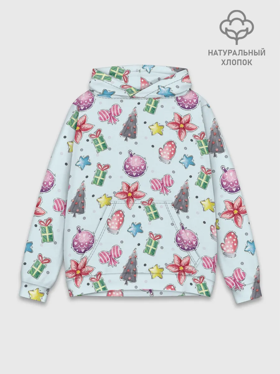 Худи мужской база хлопок / новогодние игрушки