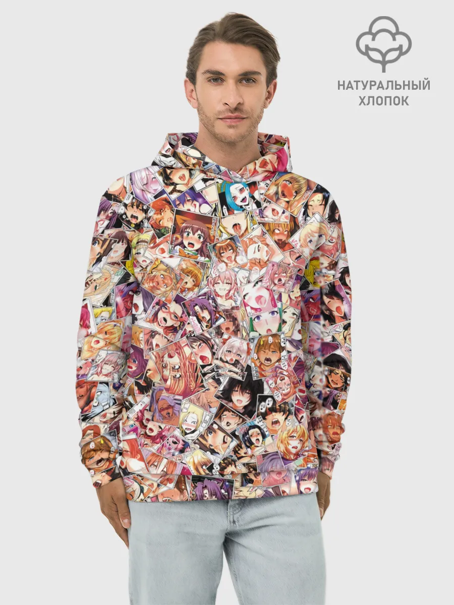 Худи мужской база хлопок / Яркий паттерн АХЕГАО