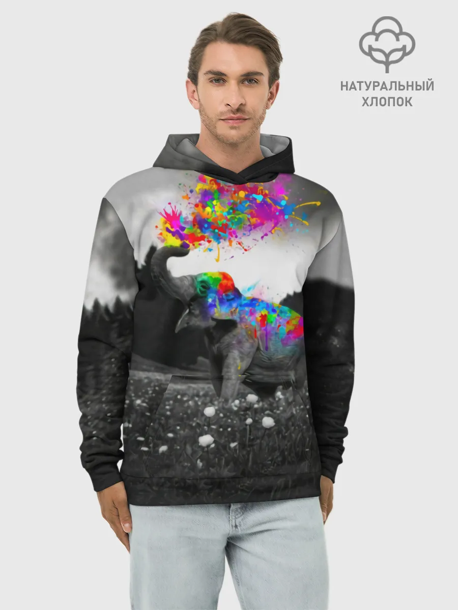 Худи мужской база хлопок / Слон