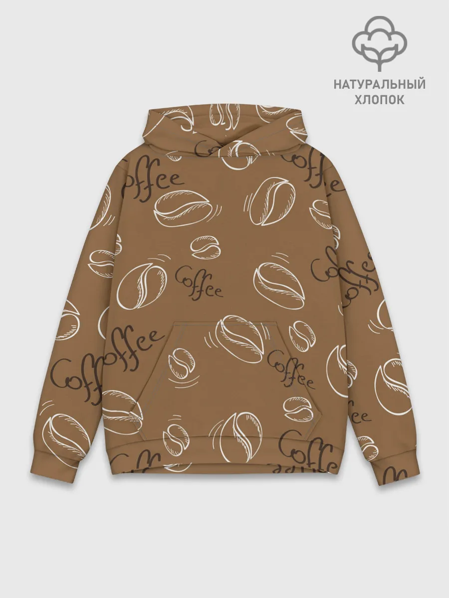 Худи мужской база хлопок / Кофейный узор