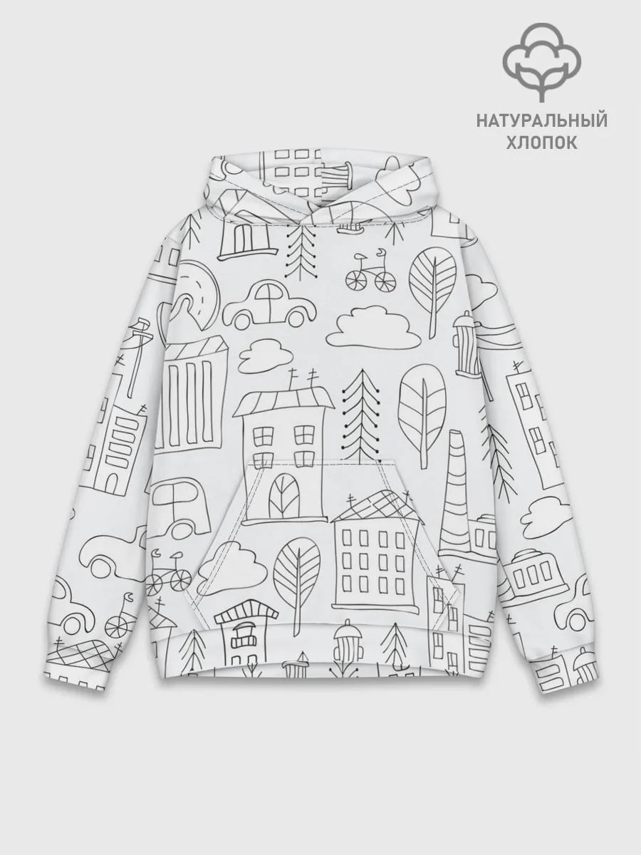 Худи мужской база хлопок / Нарисованный город