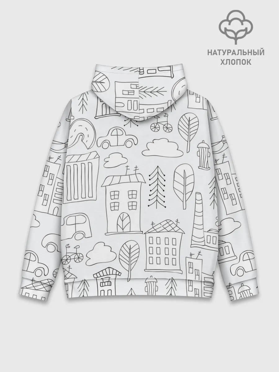 Худи мужской база хлопок / Нарисованный город