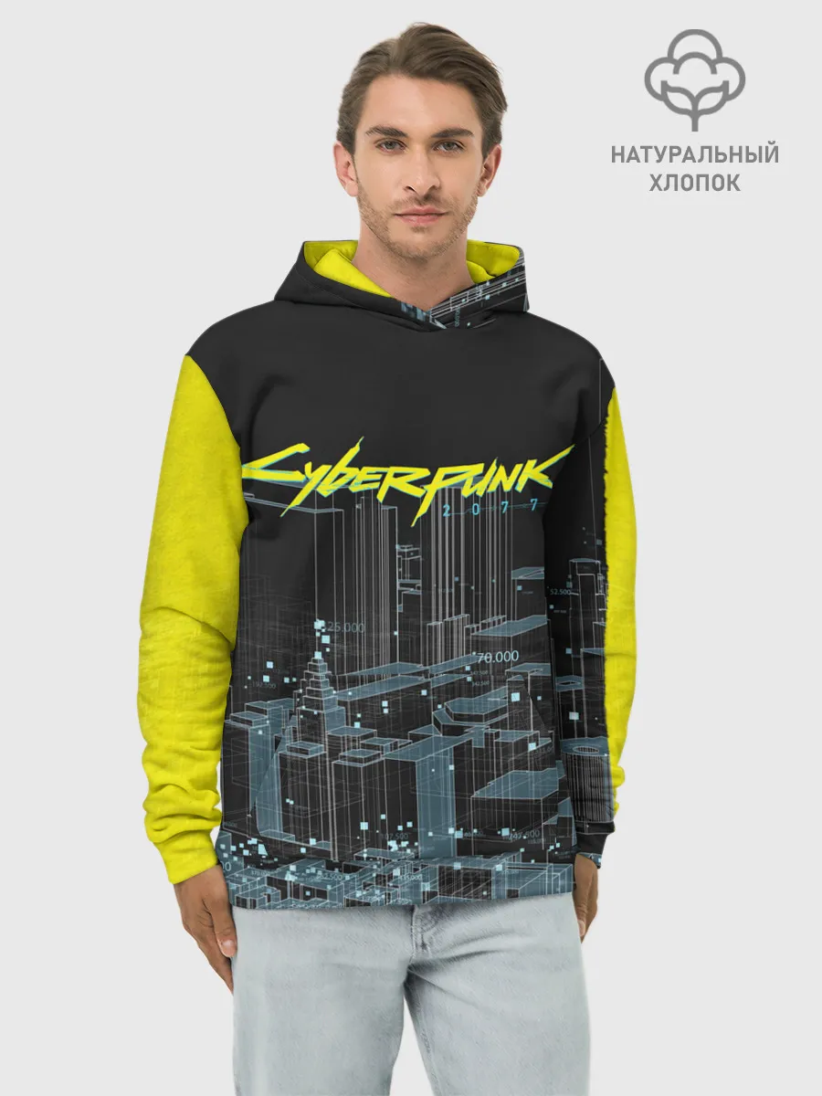 Худи мужской база хлопок / Город CYBERPUNK 2077