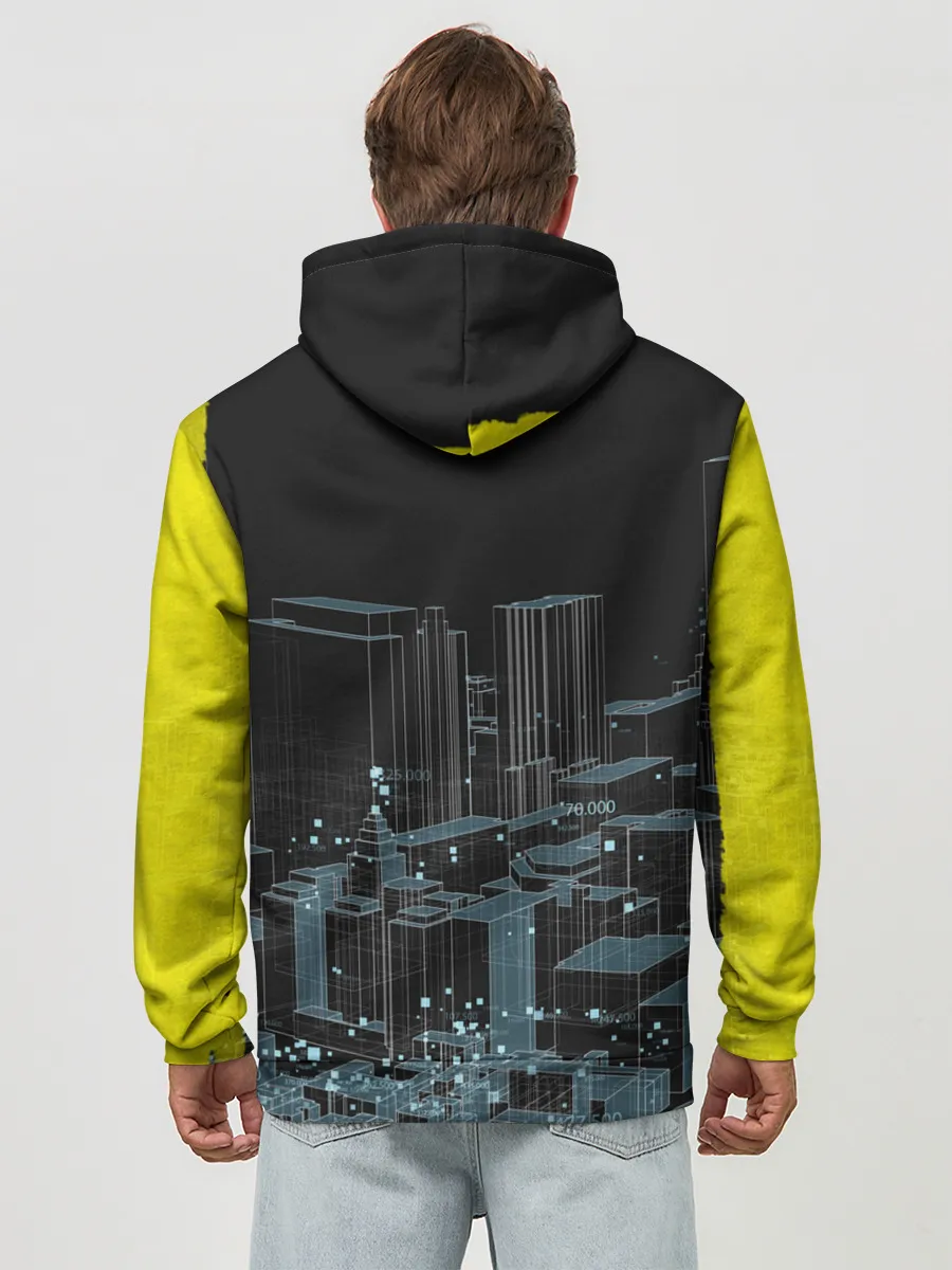 Худи мужской база хлопок / Город CYBERPUNK 2077