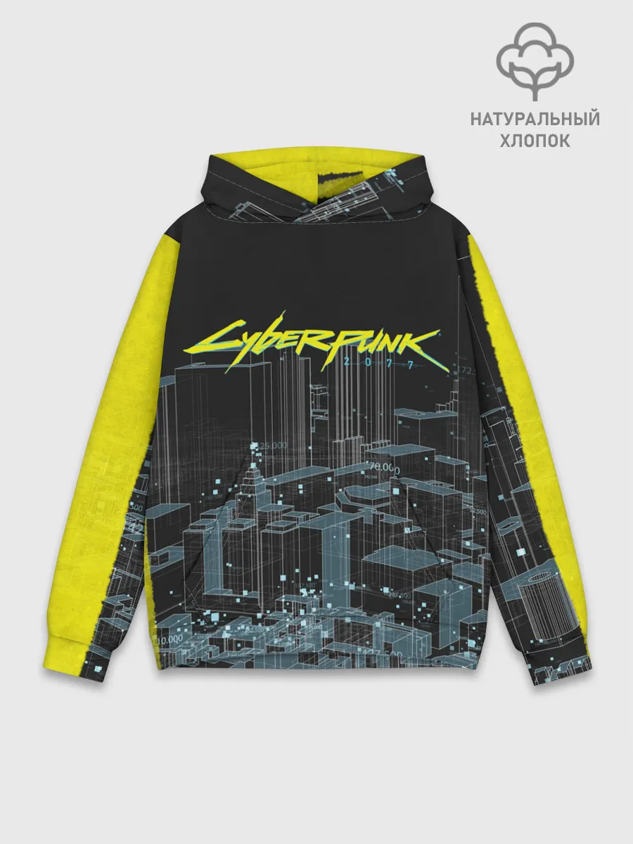 Худи мужской база хлопок / Город CYBERPUNK 2077