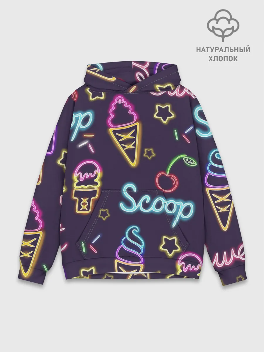 Худи мужской база хлопок / Мороженное неон