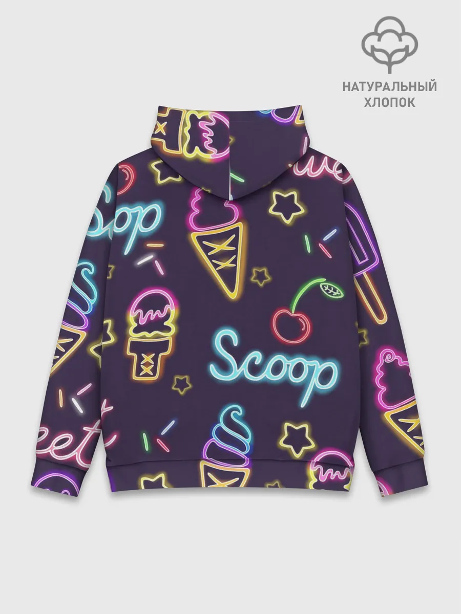 Худи мужской база хлопок / Мороженное неон