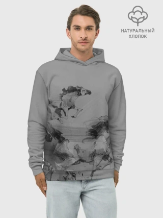 Худи мужской база хлопок / кони