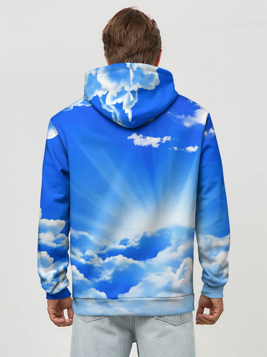 Худи мужской база хлопок / Кот в облаках