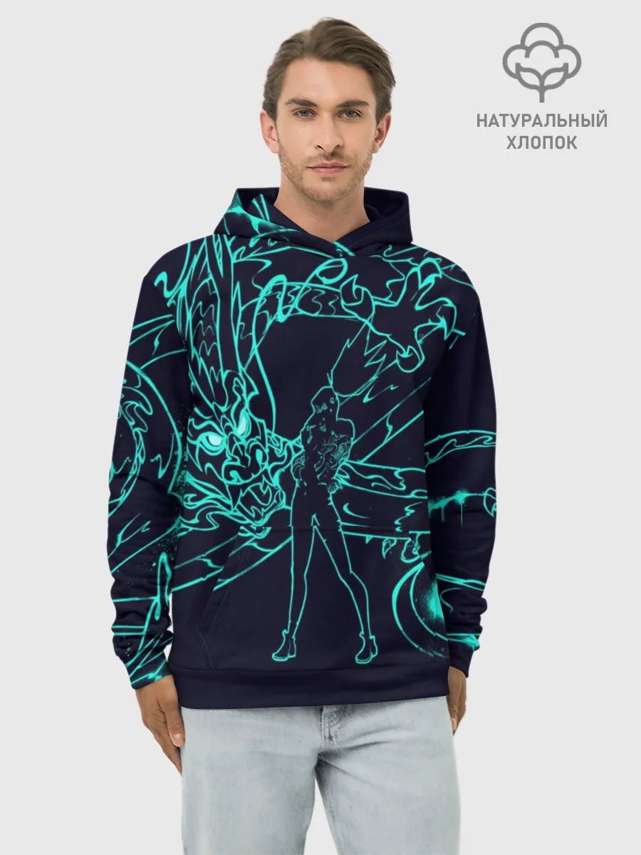 Худи мужской база хлопок / Neon Dragon