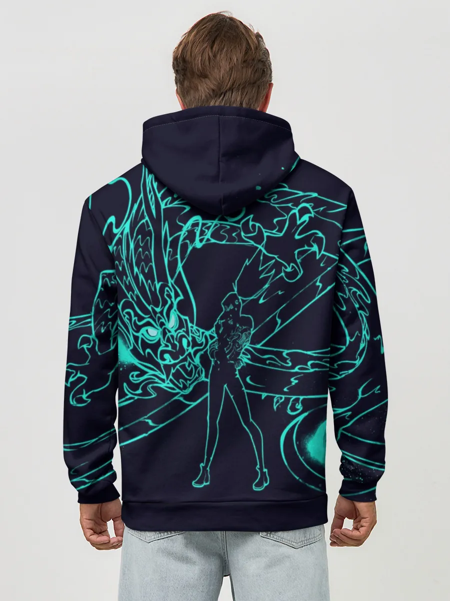 Худи мужской база хлопок / Neon Dragon
