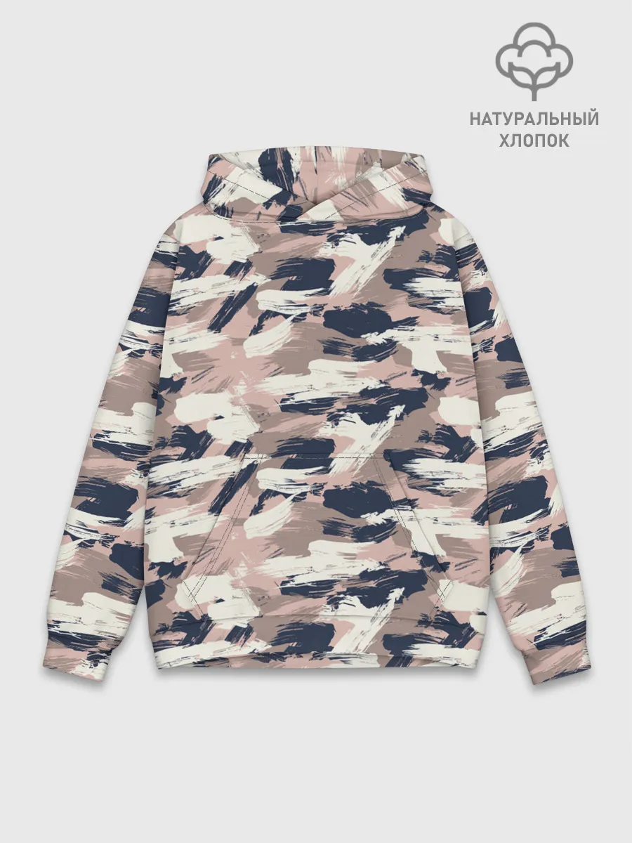 Худи мужской база хлопок / Кремовый камуфляж