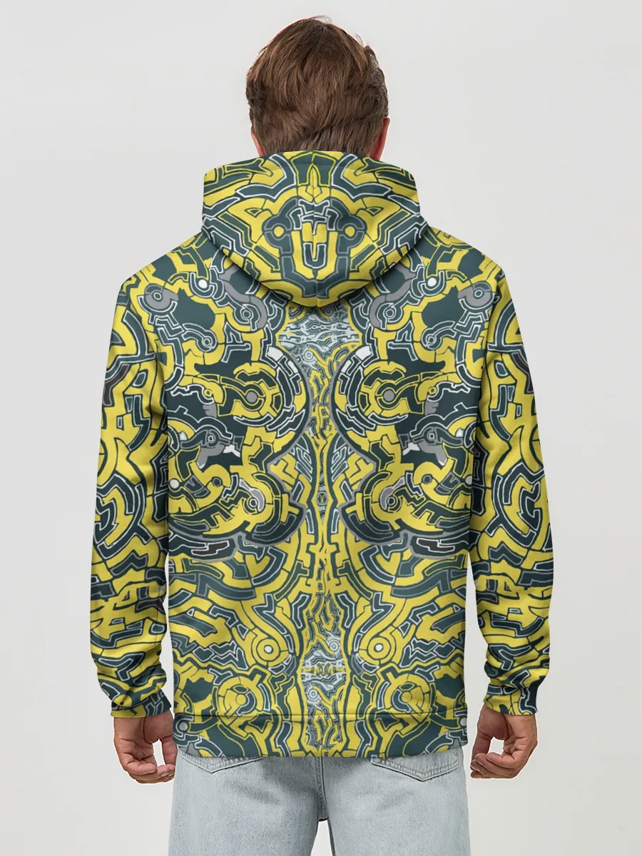 Худи мужской база хлопок / УЗОР , ФУТУРИЗМ,