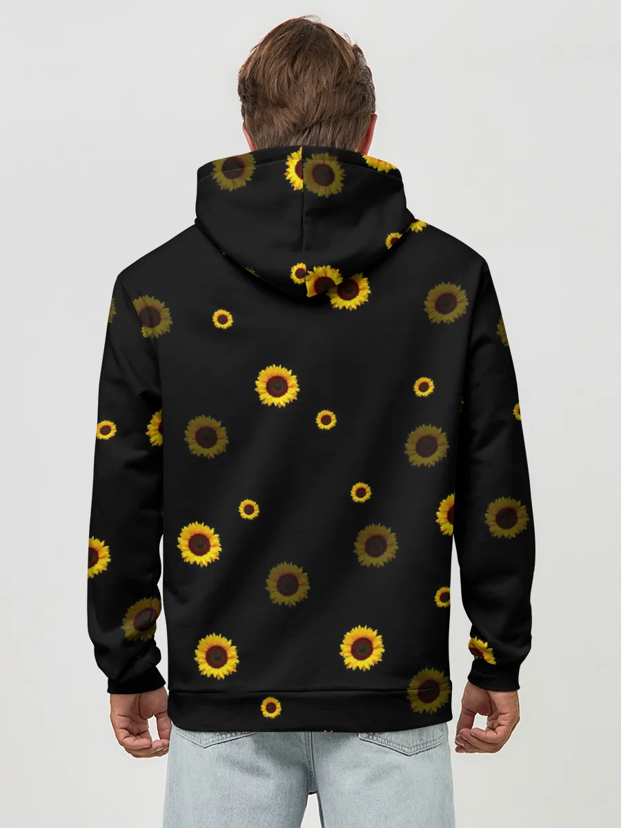 Худи мужской база хлопок / Череп и подсолнухи