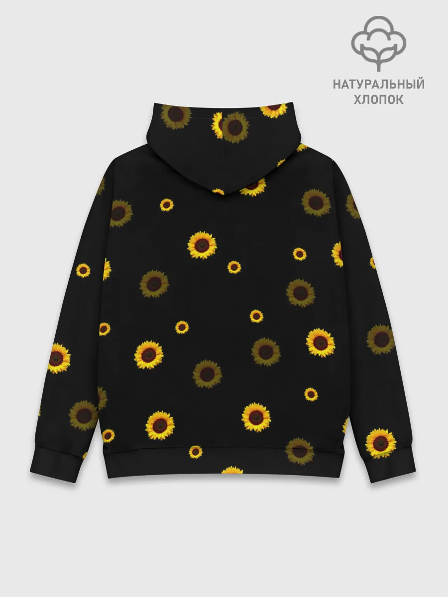 Худи мужской база хлопок / Череп и подсолнухи
