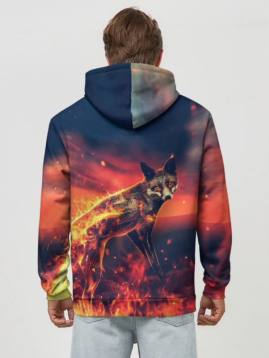 Худи мужской база хлопок / Огненная лиса