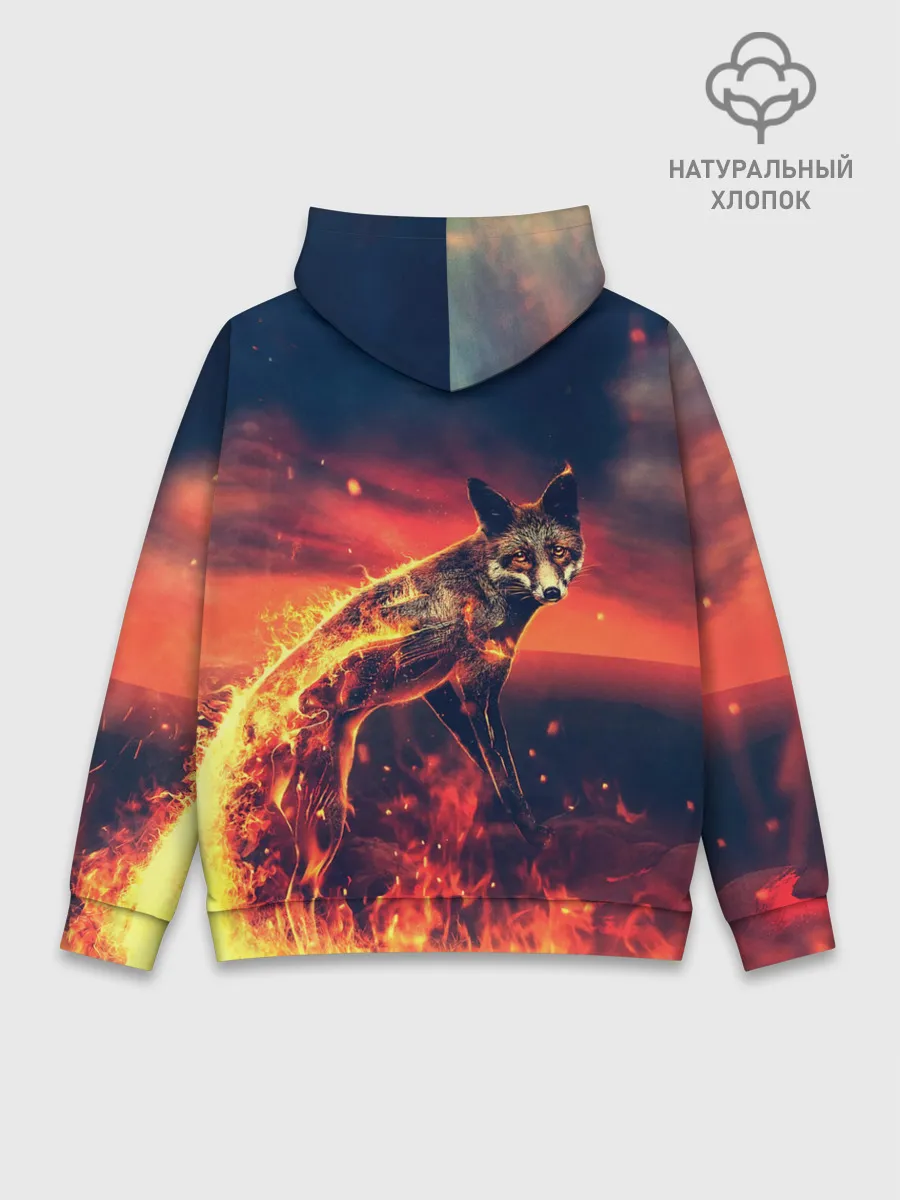 Худи мужской база хлопок / Огненная лиса