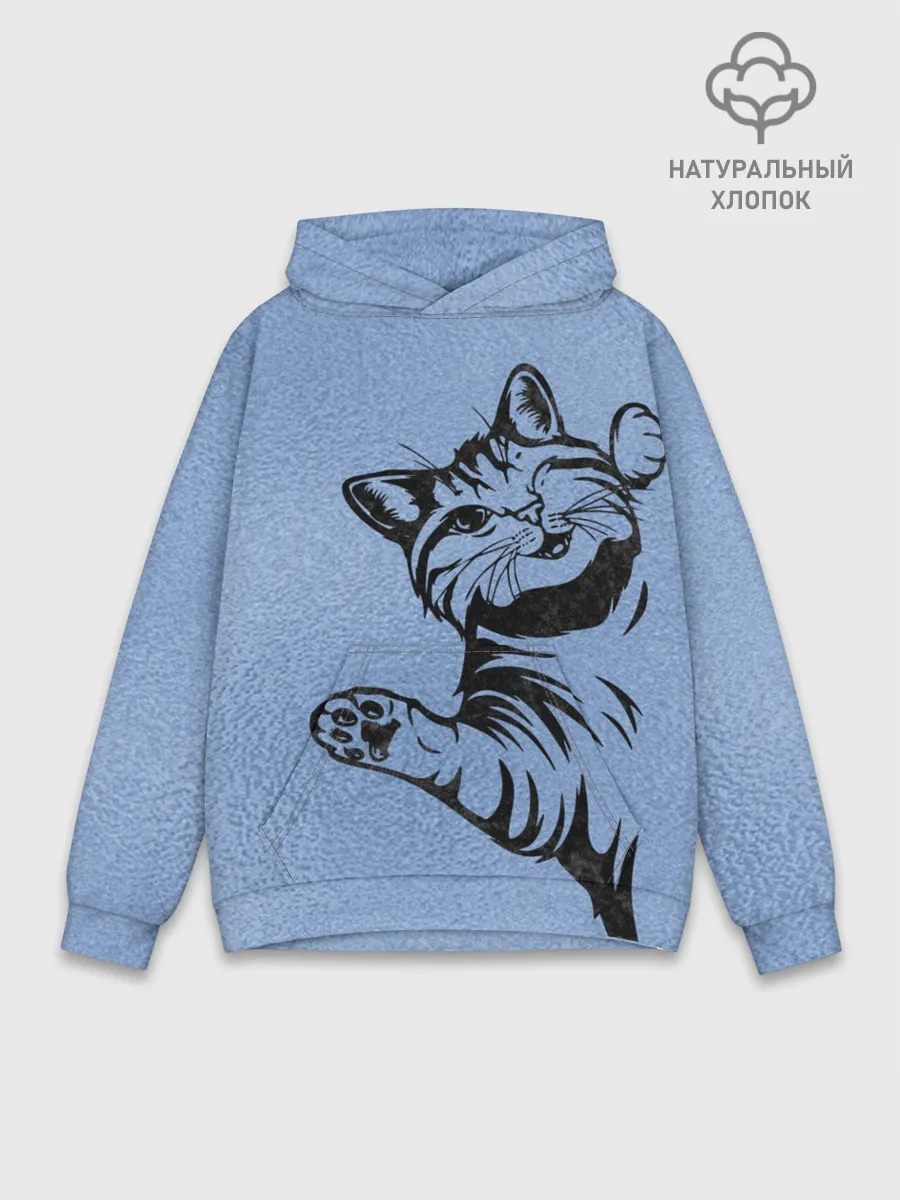 Худи мужской база хлопок / Улыбающийся кот