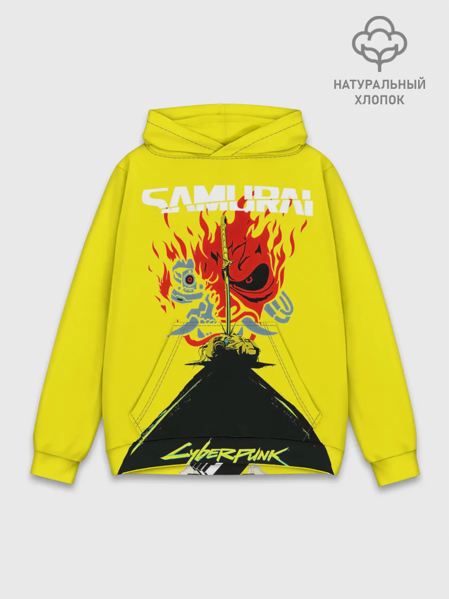 Худи мужской база хлопок / Киберпанк 2077 + Киану на спине