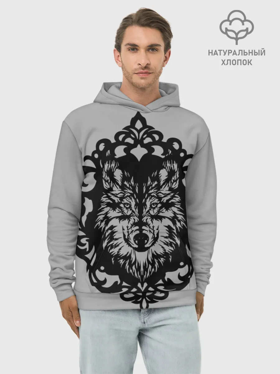 Худи мужской база хлопок / Благородный серый волк