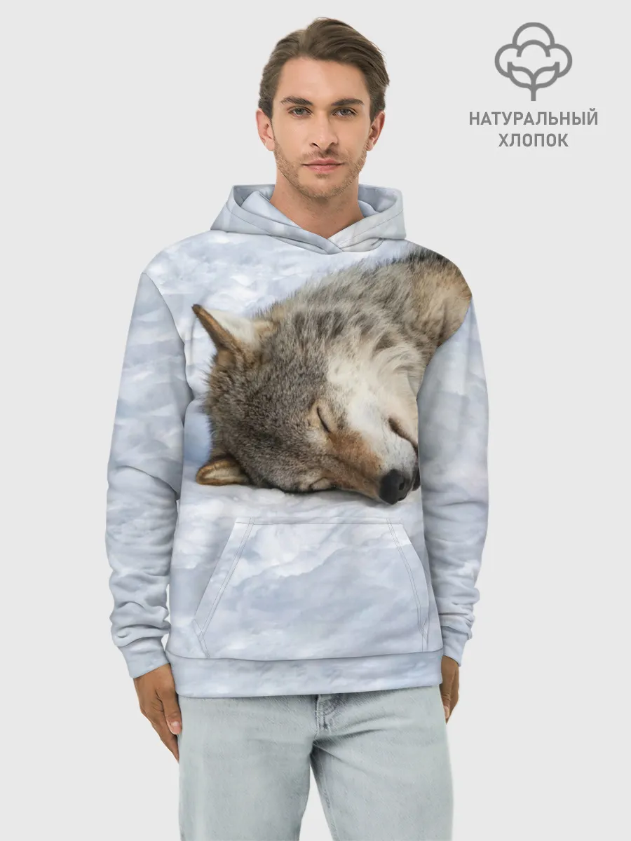 Худи мужской база хлопок / Спящий Волк