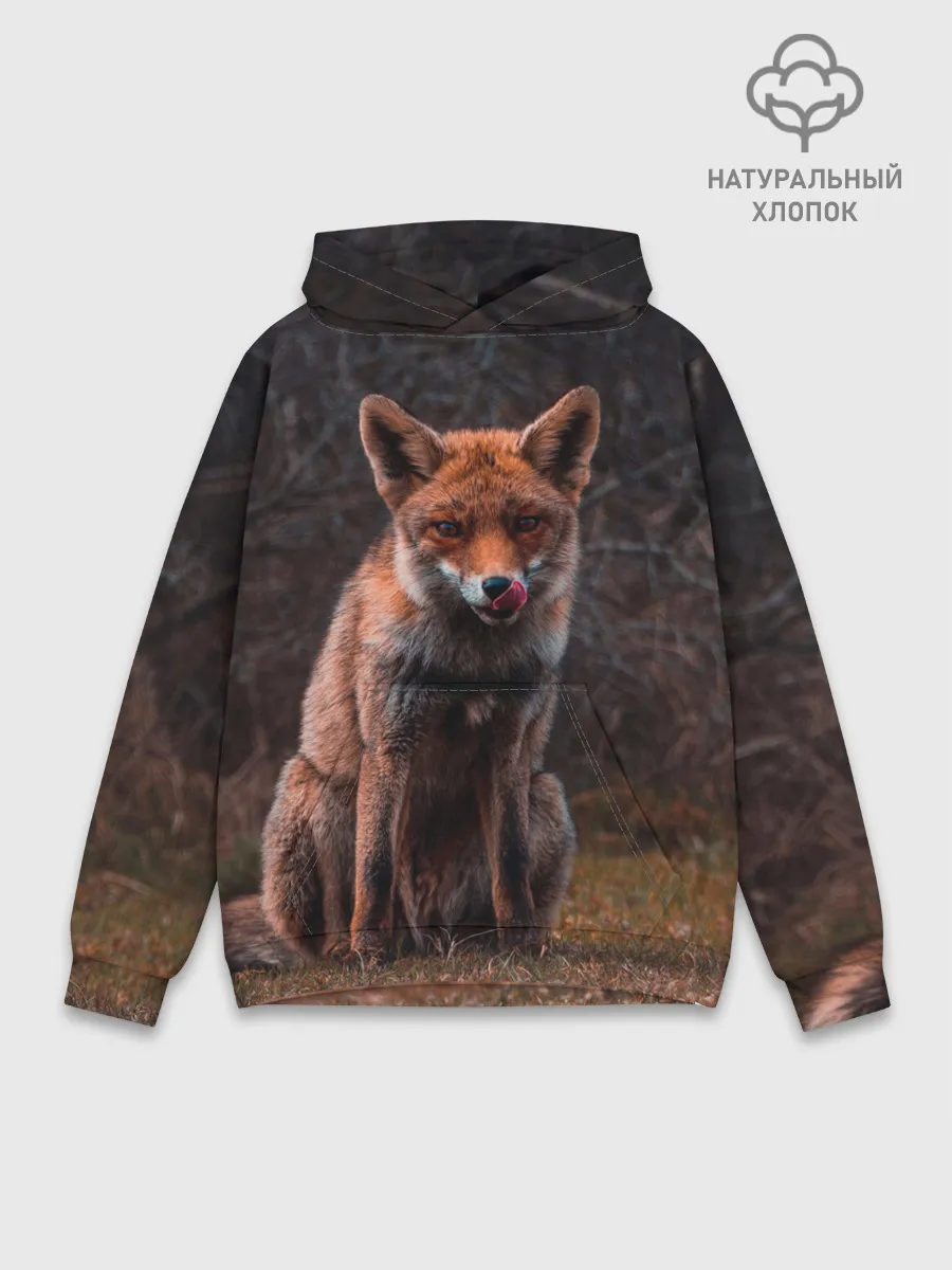 Худи мужской база хлопок / Хищная лисица