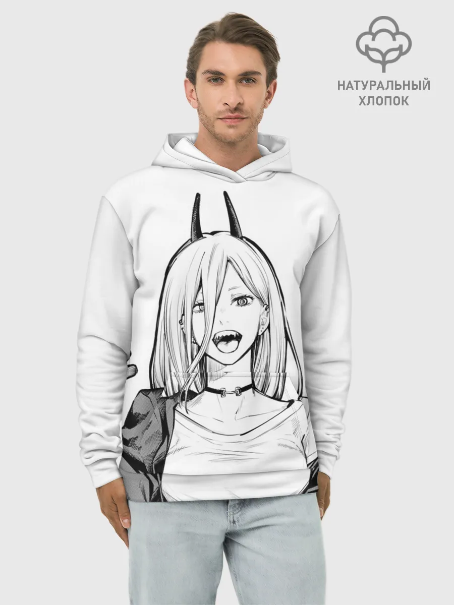 Худи мужской база хлопок / Black and White Anime