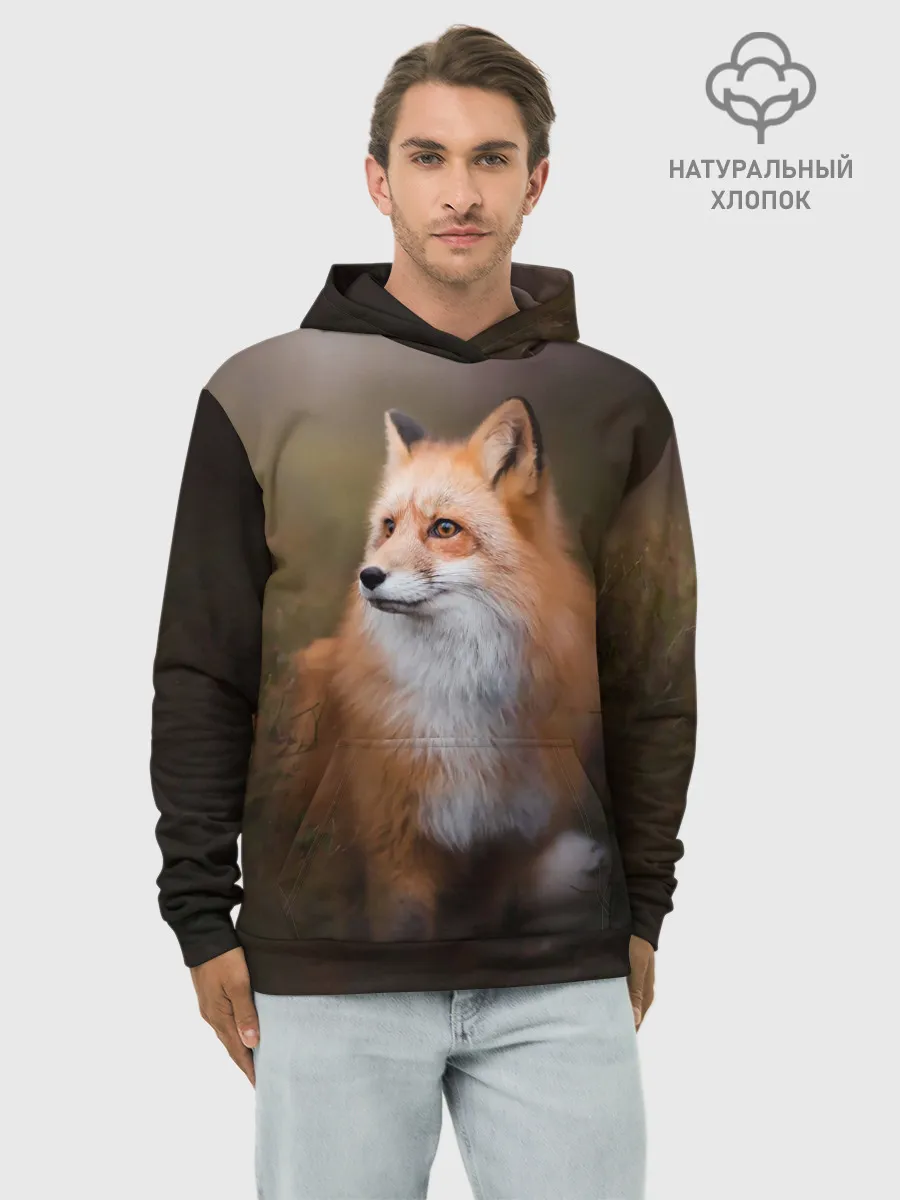 Худи мужской база хлопок / Лиса-охотница