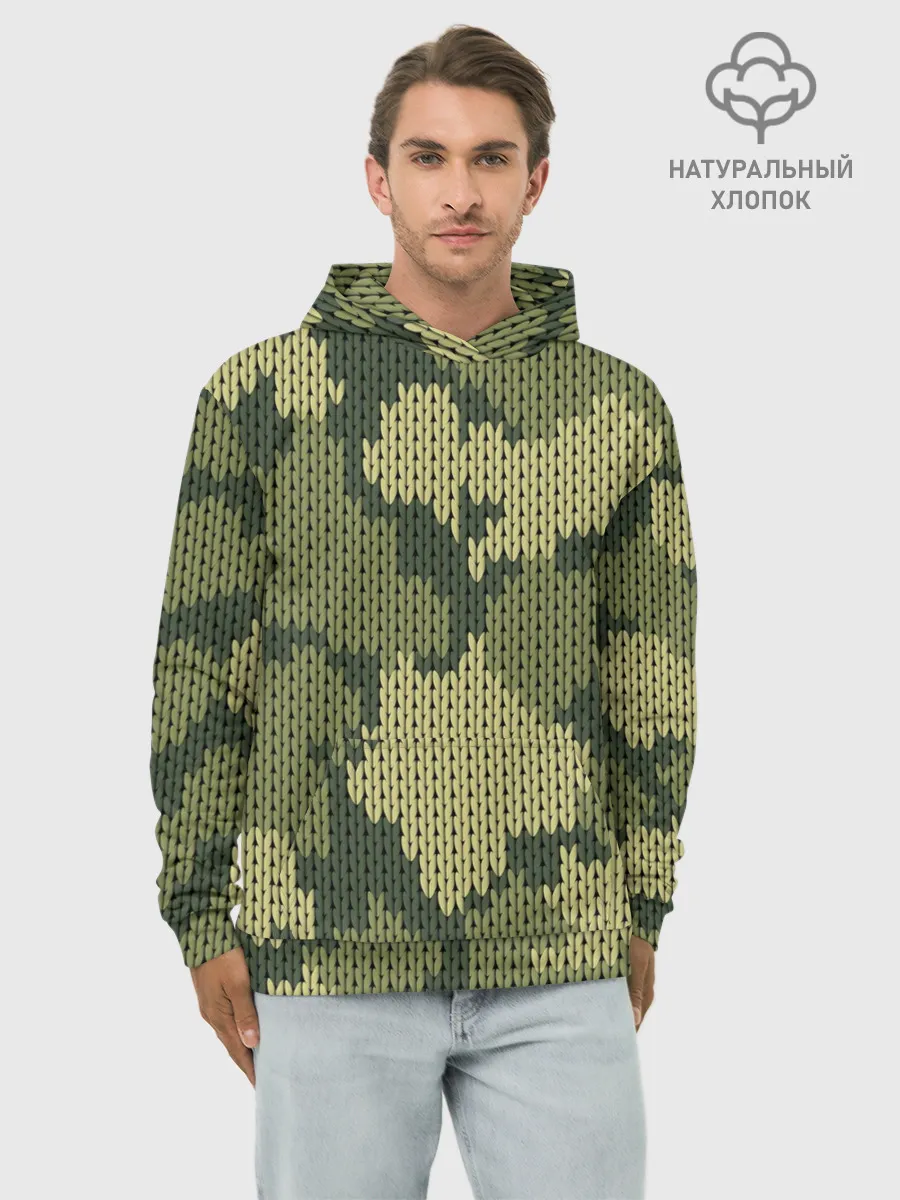 Худи мужской база хлопок / вязаный принт милитари