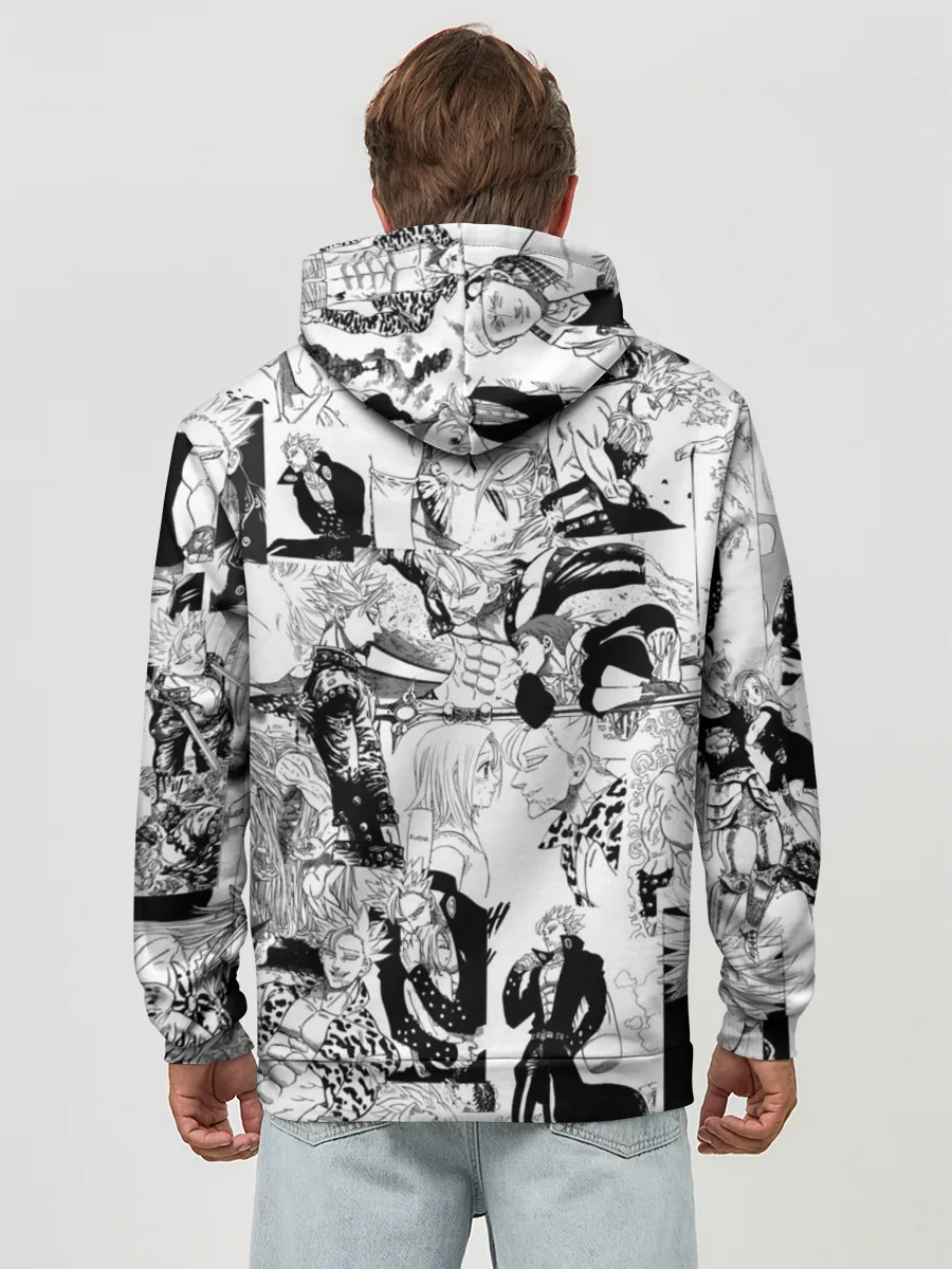 Худи мужской база хлопок / 7 СМЕРТНЫХ ГРЕХОВ. Манга-паттерн