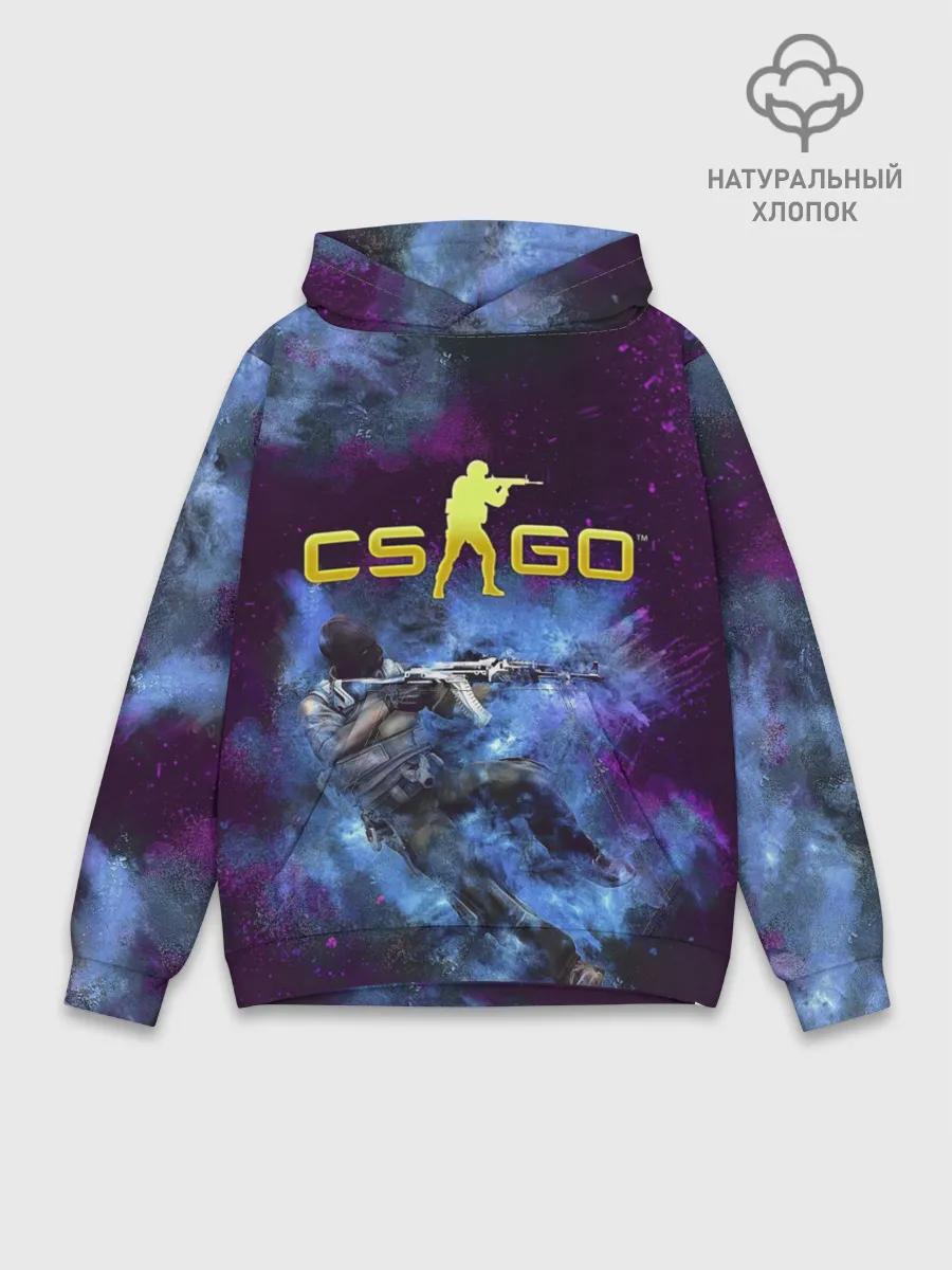 Худи мужской база хлопок / CS GO Blue smoke
