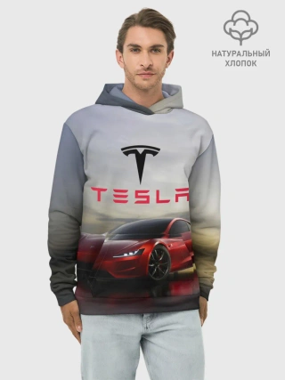Худи мужской база хлопок / Tesla Roadster