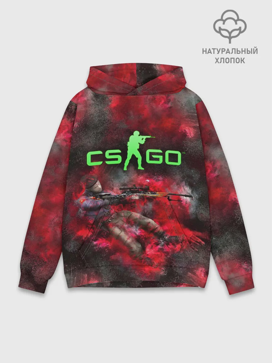 Худи мужской база хлопок / CS GO Red heat